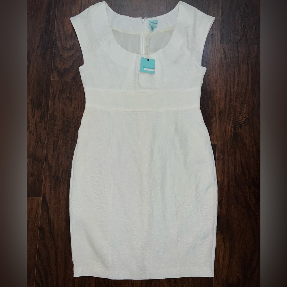 NWT Plenty by Tracy Reese for Anthropologie White Textured Jacquard Dress 14